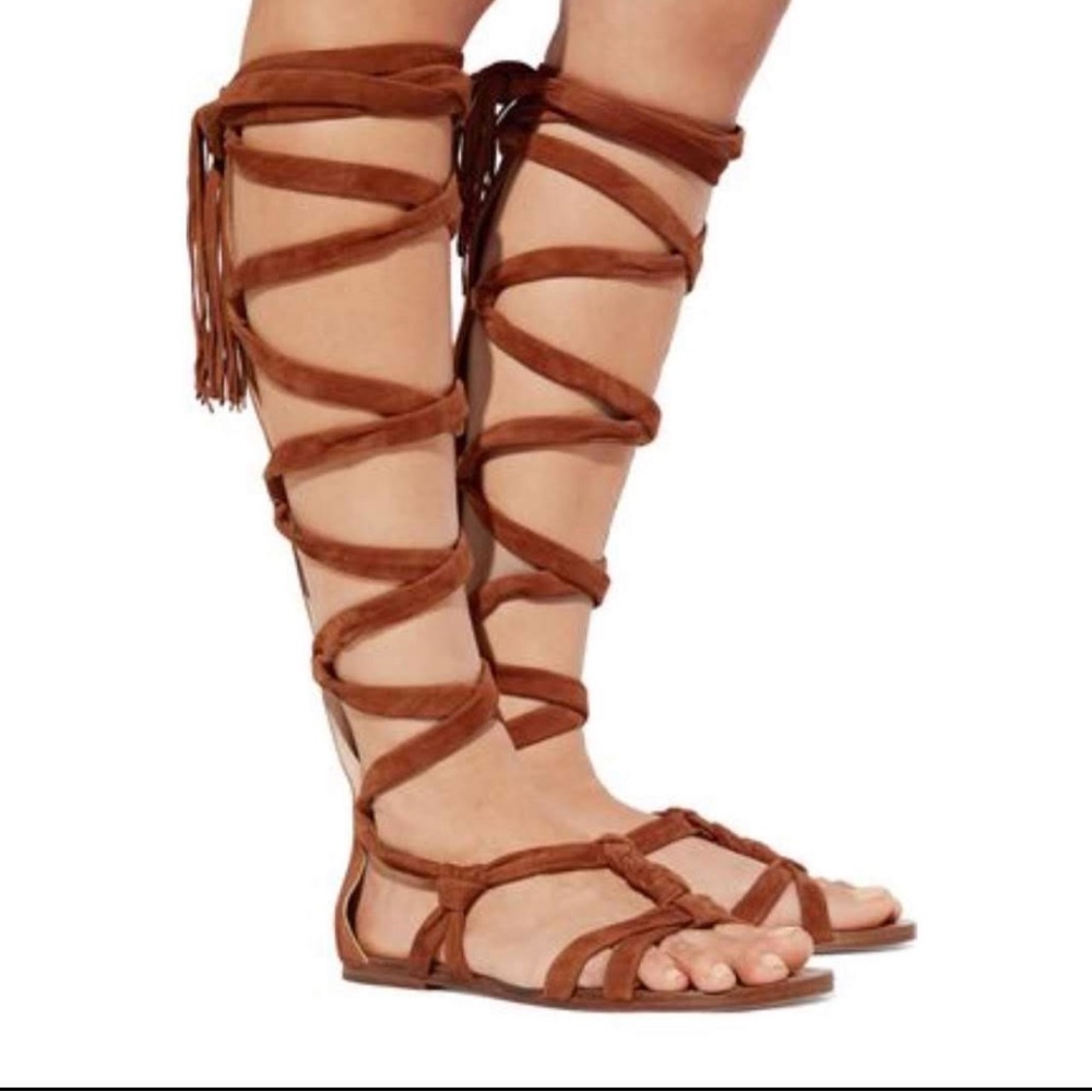 Sigerson Morrison Size 6B Brown Leather Suede Gladiator Designer Sandals